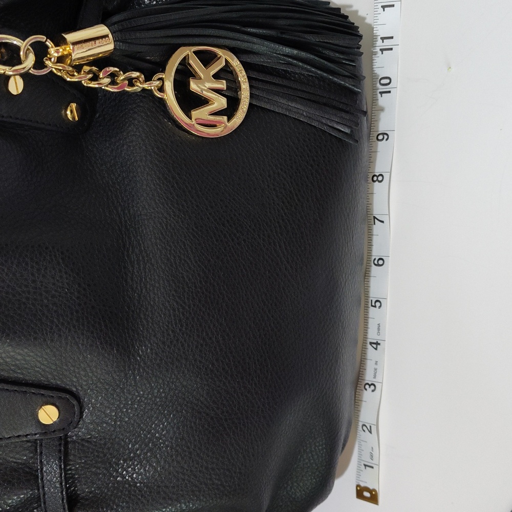Black Michael Kors Leather Tote Bag with Gold Accents And Wallet - Picture 15 of 17